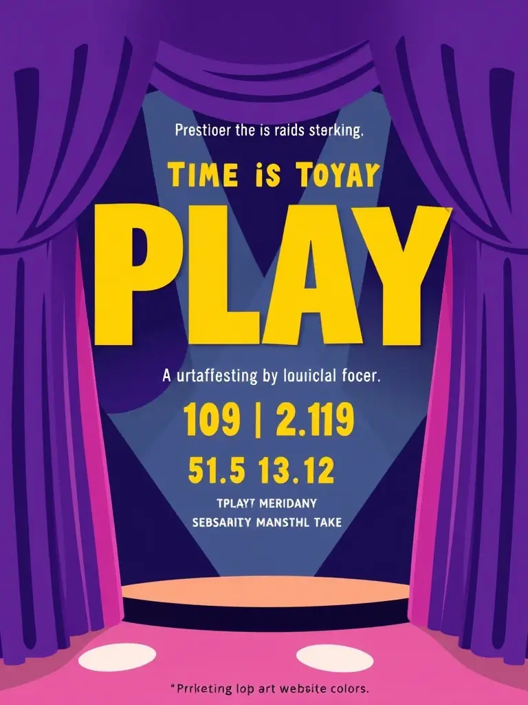 A visually striking poster design for a theatrical play, highlighting the title, date, and venue, and conveying the essence of the performance.