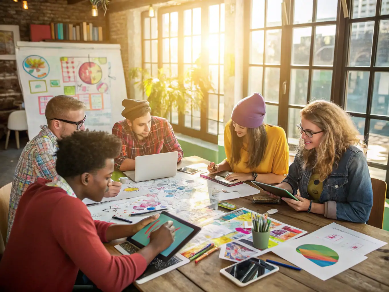 A group of artists collaborating in a workshop setting, demonstrating the organizational facilitation ACPR offers.